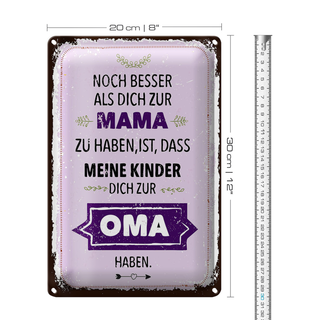 Blechschild Spruch Mama Oma noch besser dich haben 20x30cm
