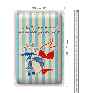 Blechschild Spruch Meer Urlaub egal ob du Bikinifigur 20x30cm