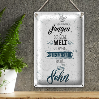 Blechschild Spruch Sohn meine Welt wird besser 20x30cm