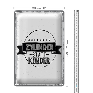Blechschild Spruch lustig Zylinder statt Kinder 20x30cm