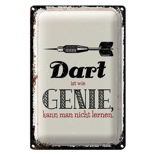 Blechschild Spruch Dart Genie kann man nicht lernen 20x30cm