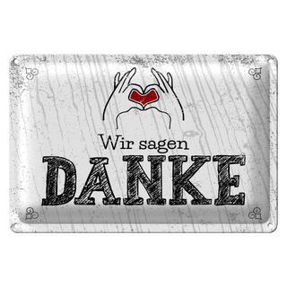 Blechschild Spruch wir sagen danke Herz 30x20cm