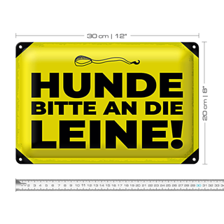 Blechschild Hundeschild Hunde bitte an die Leine 30x20cm