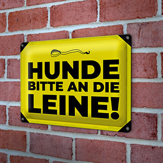 Blechschild Hundeschild Hunde bitte an die Leine 30x20cm