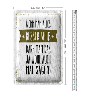 Blechschild Spruch Wenn man alles besser weiß sagen 20x30cm