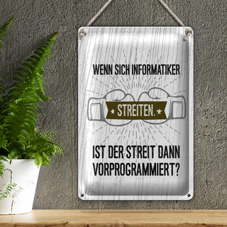 Blechschild Spruch Wenn sich Informatiker streiten 20x30cm