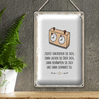 Blechschild Spruch Zuerst ignorieren dich du gewinnst 20x30cm