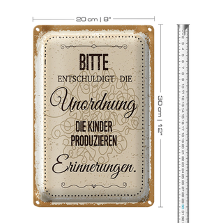 Blechschild Spruch Bitte Entschuldigen Sie die Unord. 20x30cm