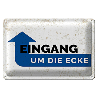Blechschild Hinweis Eingang um die Ecke 30x20cm