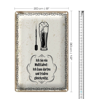 Blechschild Spruch Multitalent kann trinken darten 20x30cm