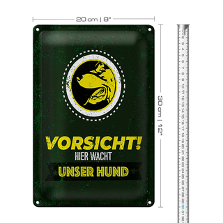 Blechschild Spruch Vorsicht hier wacht unser Hund 20x30cm
