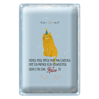 Blechschild Spruch kein Ersatz für eine Katze 20x30cm