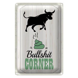 Blechschild Spruch Bullshit Corner Stier 20x30cm Wanddeko