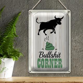 Blechschild Spruch Bullshit Corner Stier 20x30cm Wanddeko