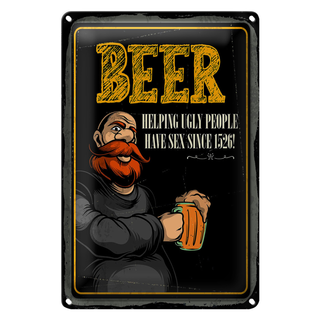 Blechschild Spruch Beer Helping ugly people have Sex 20x30cm
