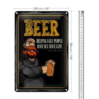 Blechschild Spruch Beer Helping ugly people have Sex 20x30cm
