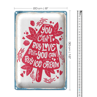 Blechschild Spruch Can´t buy love but Ice Cream 20x30cm