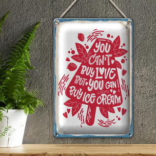 Blechschild Spruch Can´t buy love but Ice Cream 20x30cm