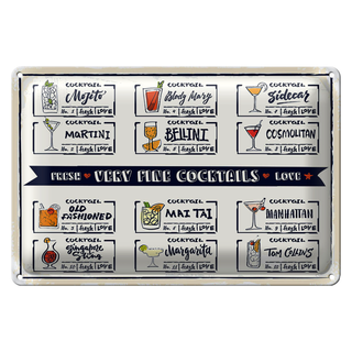Blechschild Fresh Cocktails Mojito Maragrita 30x20cm