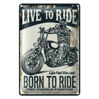 Blechschild Spruch Biker Motorrad born to ride 20x30cm