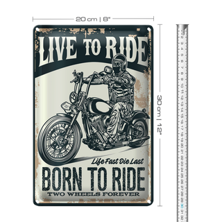 Blechschild Spruch Biker Motorrad born to ride 20x30cm