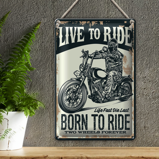 Blechschild Spruch Biker Motorrad born to ride 20x30cm