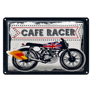 Blechschild Motorcycle Cafe Racer Motorrad UK 30x20cm