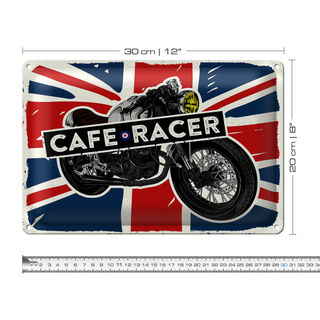 Blechschild Motorcycle Cafe Racer Motorrad UK Flagge 30x20cm