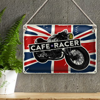 Blechschild Motorcycle Cafe Racer Motorrad UK Flagge 30x20cm
