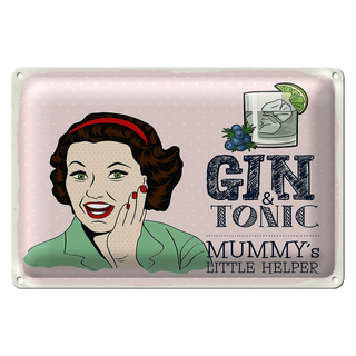 Blechschild Spruch lustig Gin Tonic Mummy´s Helper 30x20cm