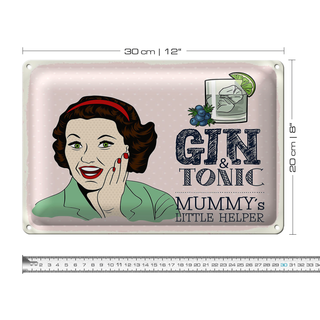 Blechschild Spruch lustig Gin Tonic Mummy´s Helper 30x20cm