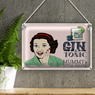 Blechschild Spruch lustig Gin Tonic Mummy´s Helper 30x20cm