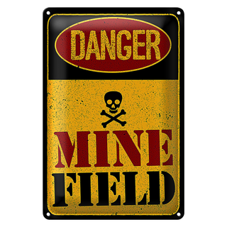 Blechschild Achtung Danger Mine Field Minenfeld 20x30cm