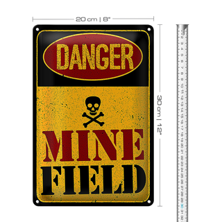 Blechschild Achtung Danger Mine Field Minenfeld 20x30cm