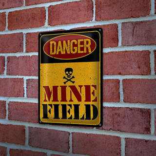 Blechschild Achtung Danger Mine Field Minenfeld 20x30cm