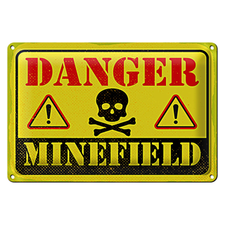 Blechschild Achtung Danger Mine Field Minenfeld 30x20cm