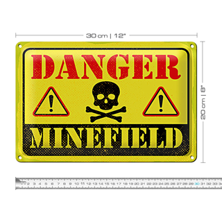 Blechschild Achtung Danger Mine Field Minenfeld 30x20cm