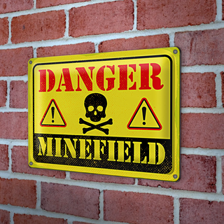 Blechschild Achtung Danger Mine Field Minenfeld 30x20cm