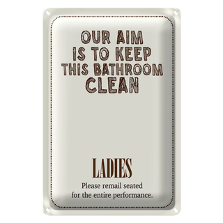 Blechschild Spruch Keep this bathroom clean 20x30cm