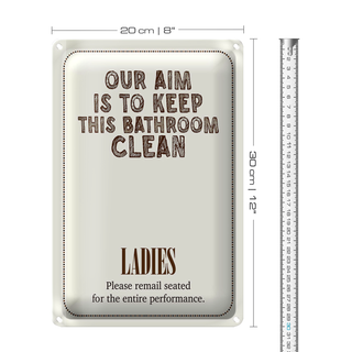 Blechschild Spruch Keep this bathroom clean 20x30cm