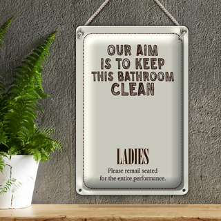 Blechschild Spruch Keep this bathroom clean 20x30cm