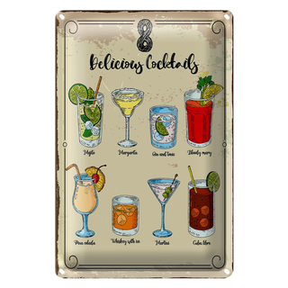 Blechschild Spruch Cocktails Mojito Martini Margarita 20x30cm