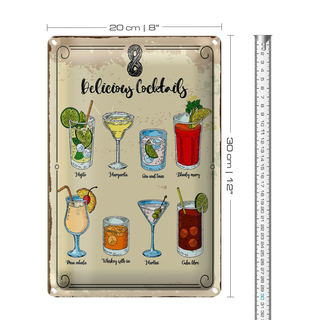 Blechschild Spruch Cocktails Mojito Martini Margarita 20x30cm