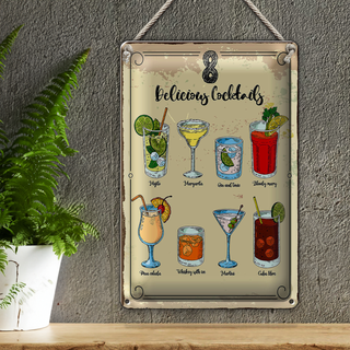 Blechschild Spruch Cocktails Mojito Martini Margarita 20x30cm
