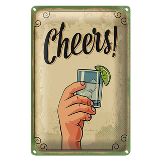 Blechschild Cheers Gin Tonic Lemon Prost 20x30cm