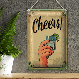 Blechschild Cheers Gin Tonic Lemon Prost 20x30cm