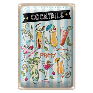 Blechschild Party Cocktails Capirinha Blood Mary 20x30cm