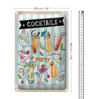 Blechschild Party Cocktails Capirinha Blood Mary 20x30cm