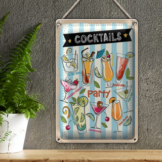 Blechschild Party Cocktails Capirinha Blood Mary 20x30cm