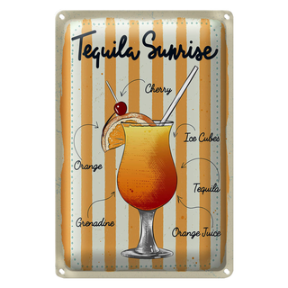 Blechschild Tequila Sunrise Cherry Orange 20x30cm